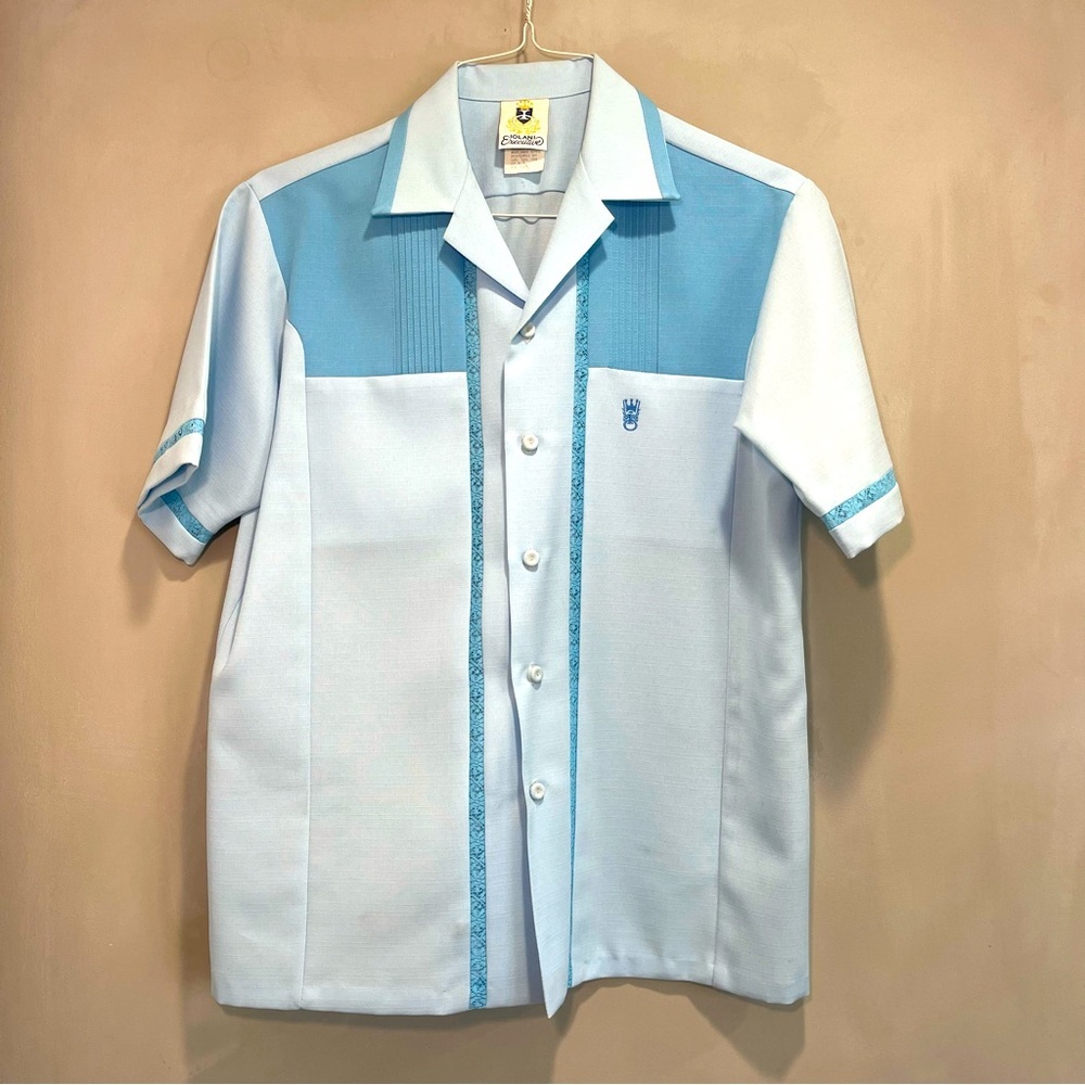 1970s Blue Hawaiian Resort shirt by IOLANI, made in Hawaii, Executive short